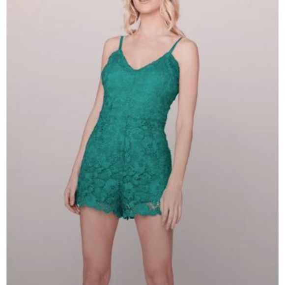 Jack by BB Dakota Anthropologie NWT Sea Green Pretty Lace Romper Size 4, MP $78 - Picture 1 of 12
